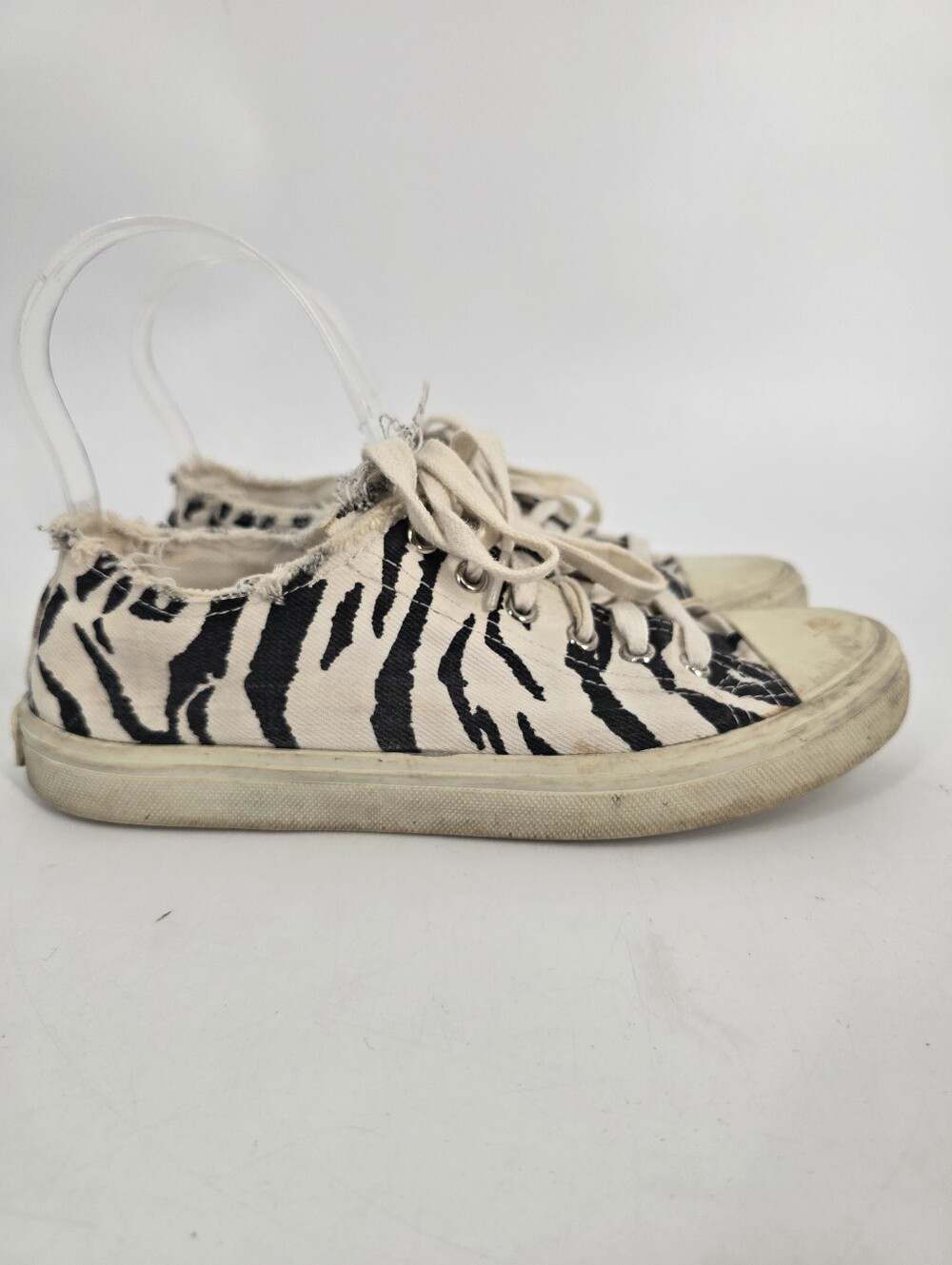 Saint Laurent Bedford Zebra Print Canvas Sneakers Size 36